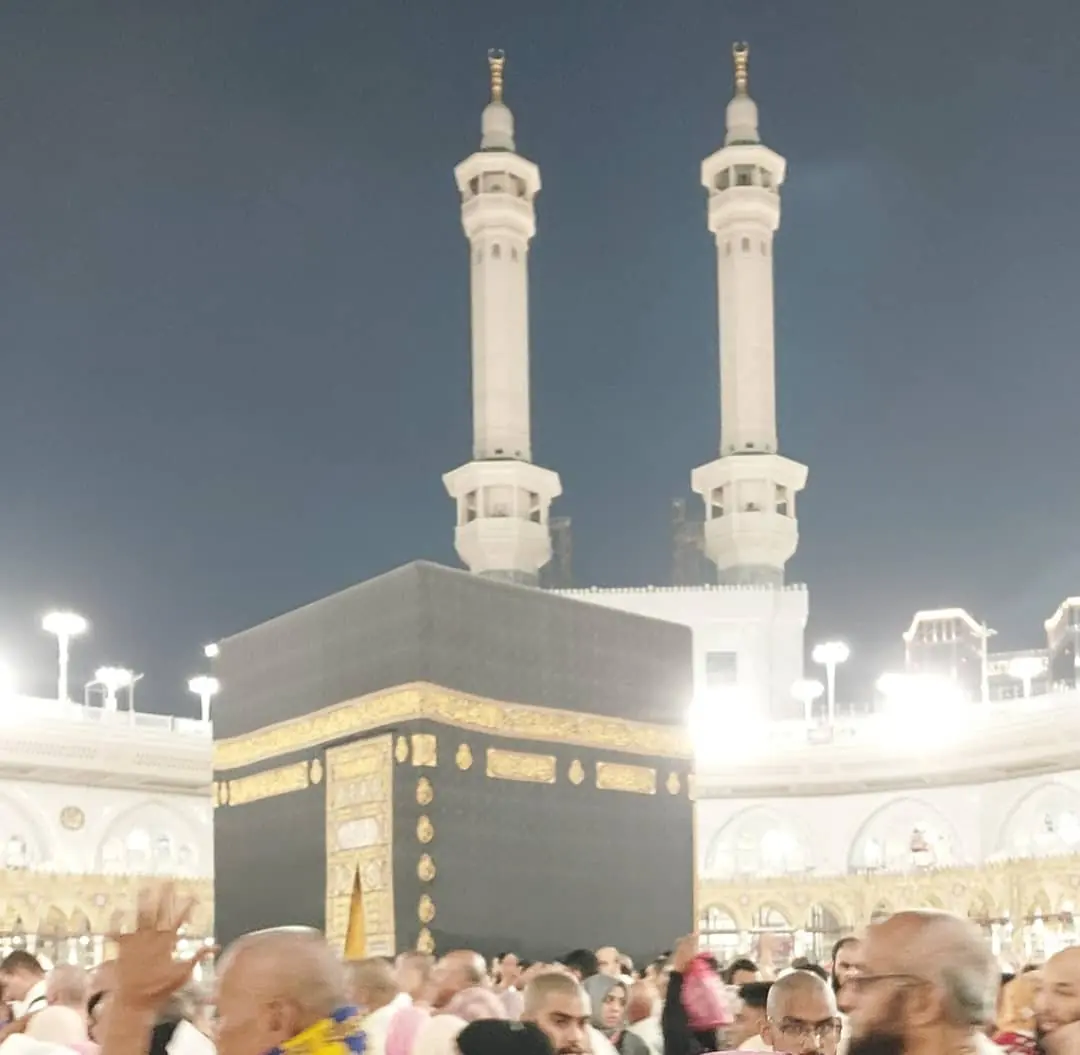 Pilgrims performing tawaf around the Kaaba at the Grand Mosque in Makkah